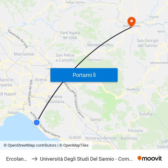 Ercolano Scavi to Università Degli Studi Del Sannio - Complesso Sant'Agostino map