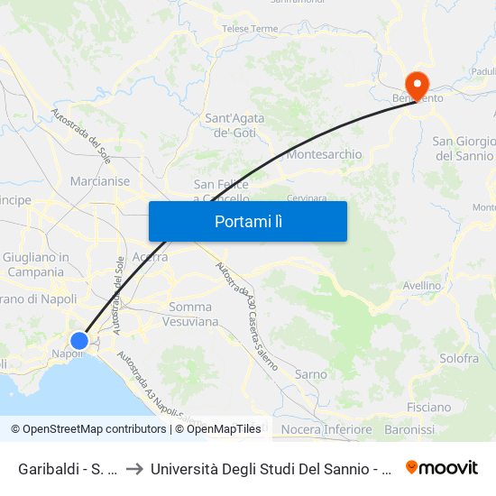 Garibaldi - S. Maria Fede to Università Degli Studi Del Sannio - Complesso Sant'Agostino map