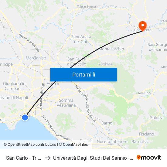 San Carlo - Trieste E Trento to Università Degli Studi Del Sannio - Complesso Sant'Agostino map