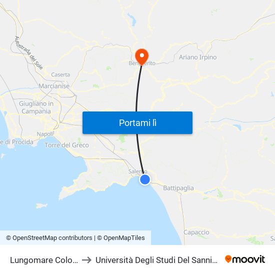 Lungomare Colombo Mercatello to Università Degli Studi Del Sannio - Complesso Sant'Agostino map