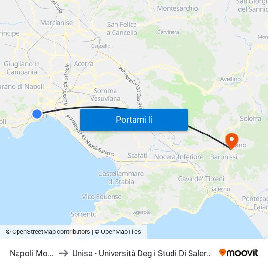 Napoli Montesanto to Unisa - Università Degli Studi Di Salerno - Campus Di Fisciano map