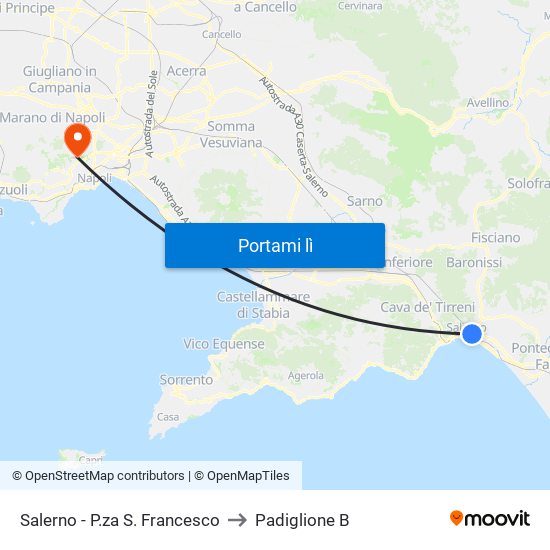 Salerno - P.za S. Francesco to Padiglione B map