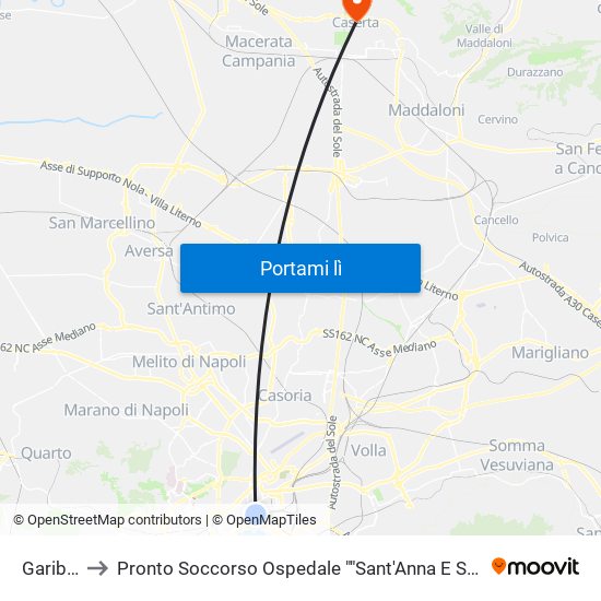 Garibaldi to Pronto Soccorso Ospedale ""Sant'Anna E San Sebastiano"" map