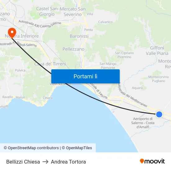 Bellizzi Chiesa to Andrea Tortora map