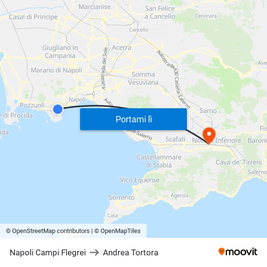 Napoli Campi Flegrei to Andrea Tortora map