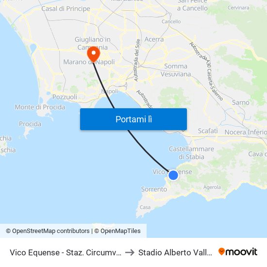 Vico Equense - Staz. Circumvesuviana to Stadio Alberto Vallefuoco map