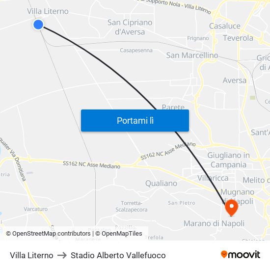 Villa Literno to Stadio Alberto Vallefuoco map