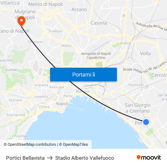Portici Bellavista to Stadio Alberto Vallefuoco map
