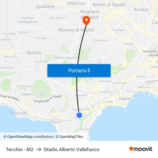 Tecchio - M2 to Stadio Alberto Vallefuoco map