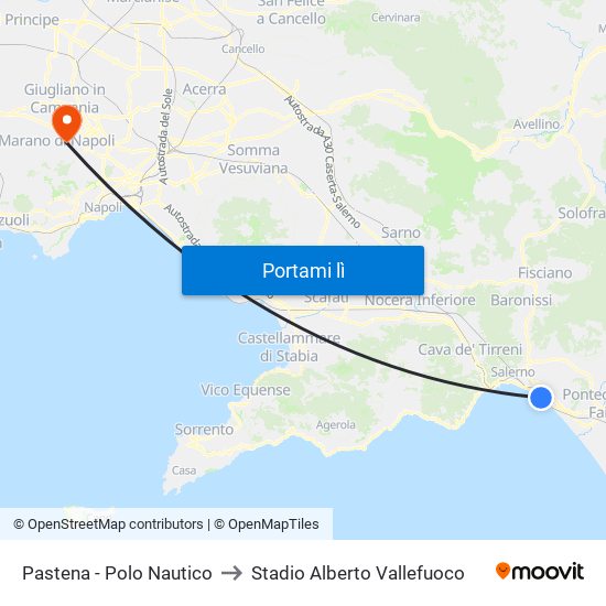 Pastena  - Polo Nautico to Stadio Alberto Vallefuoco map