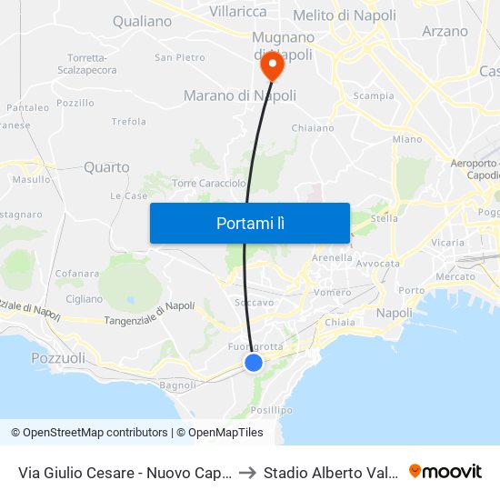 Via Giulio Cesare - Nuovo Capolinea Ctp to Stadio Alberto Vallefuoco map