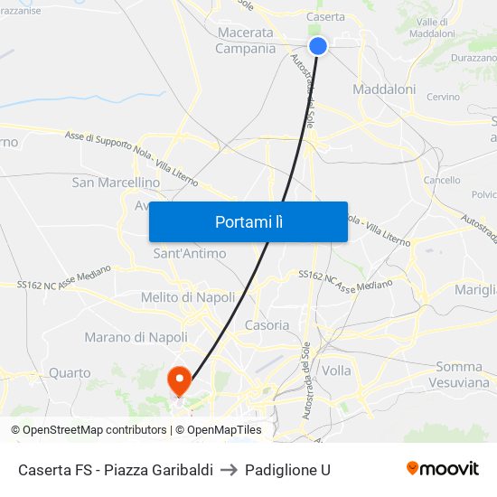 Caserta FS - Piazza Garibaldi to Padiglione U map
