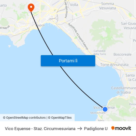 Vico Equense - Staz. Circumvesuviana to Padiglione U map