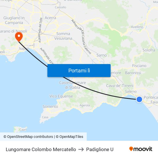 Lungomare Colombo Mercatello to Padiglione U map