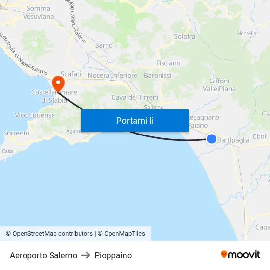 Aeroporto Salerno to Pioppaino map