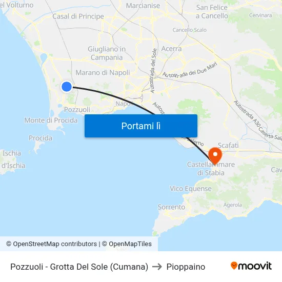 Pozzuoli - Grotta Del Sole (Cumana) to Pioppaino map