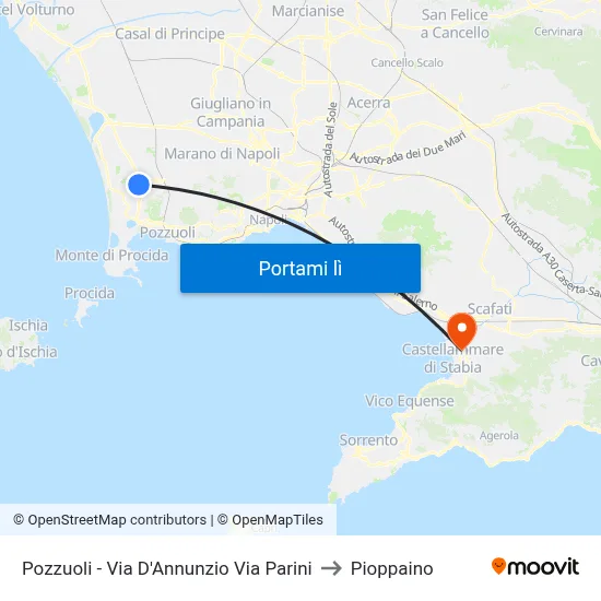 Pozzuoli  - Via D'Annunzio Via Parini to Pioppaino map