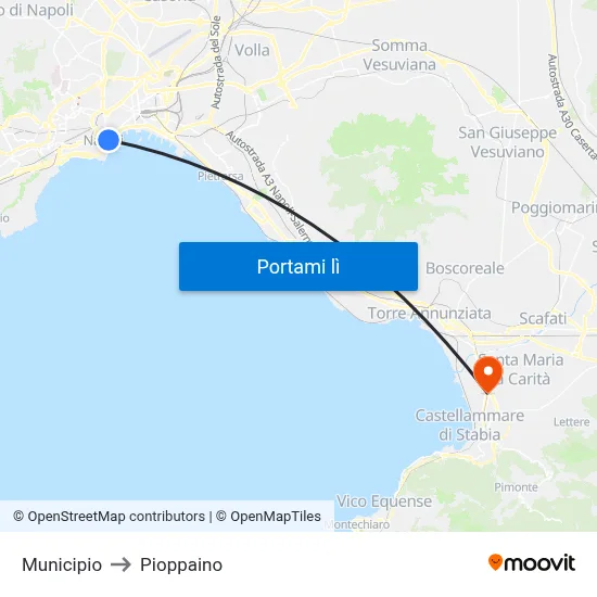 Municipio to Pioppaino map
