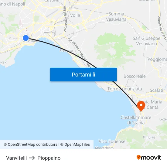 Vanvitelli to Pioppaino map