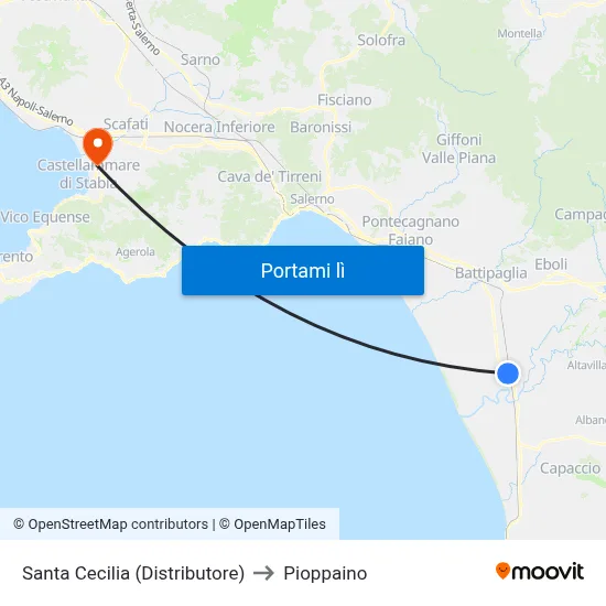 Santa Cecilia (Distributore) to Pioppaino map
