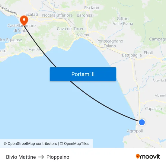 Bivio Mattine to Pioppaino map