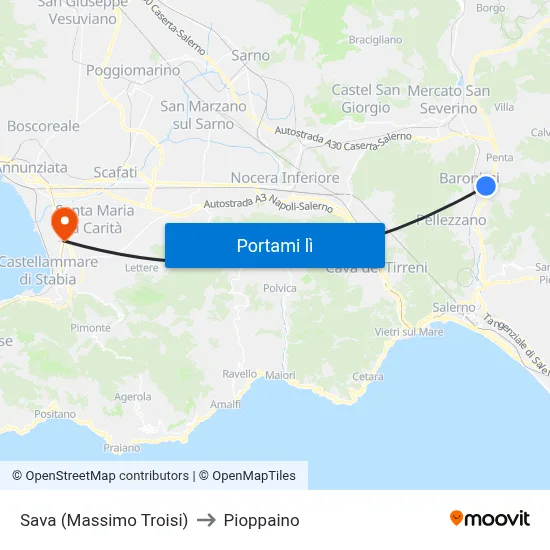 Sava (Massimo Troisi) to Pioppaino map