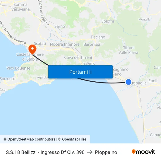 S.S.18  Bellizzi - Ingresso Df Civ. 390 to Pioppaino map