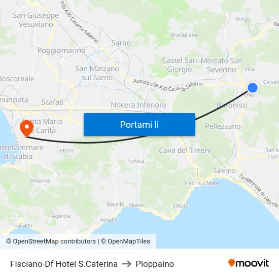 Fisciano-Df Hotel S.Caterina to Pioppaino map