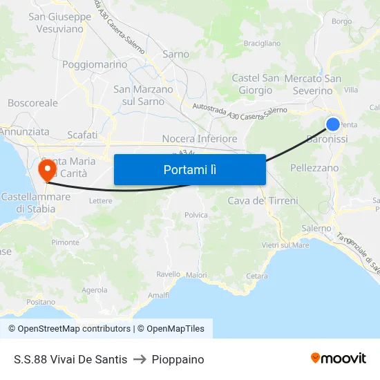 S.S.88 Vivai De Santis to Pioppaino map