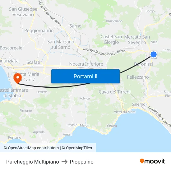 Parcheggio Multipiano to Pioppaino map