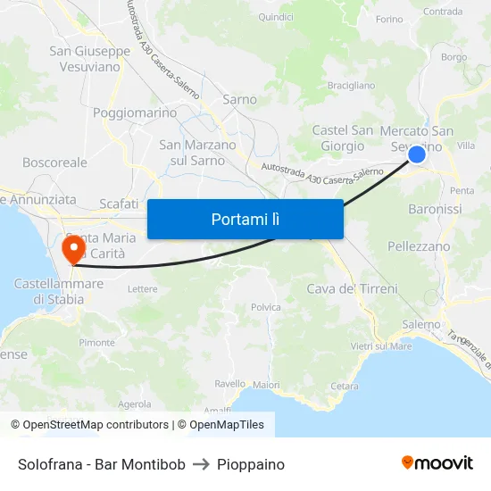 Solofrana - Bar Montibob to Pioppaino map