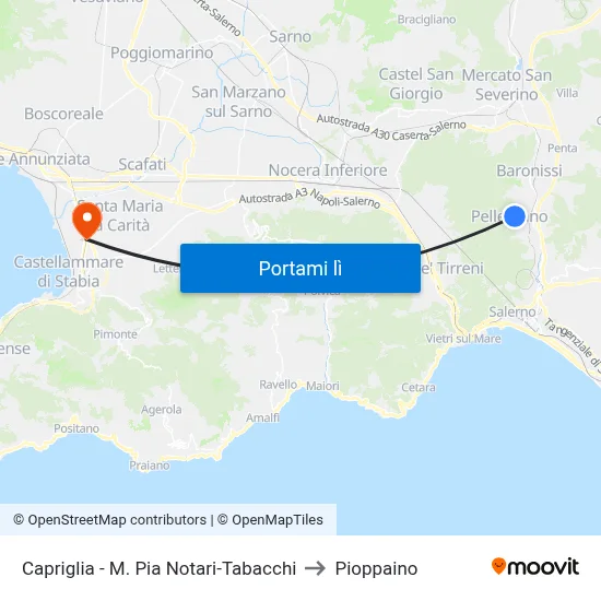 Capriglia - M. Pia Notari-Tabacchi to Pioppaino map
