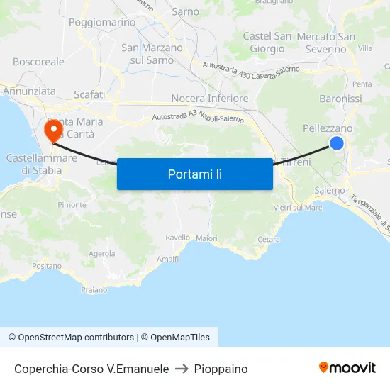 Coperchia-Corso V.Emanuele to Pioppaino map