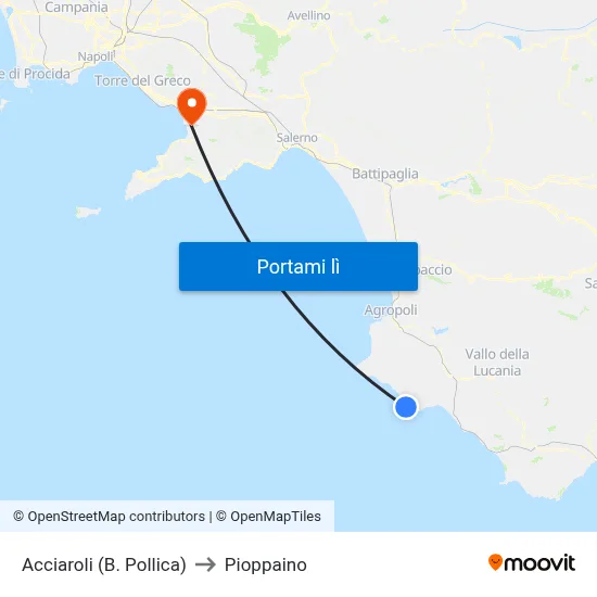 Acciaroli (B. Pollica) to Pioppaino map