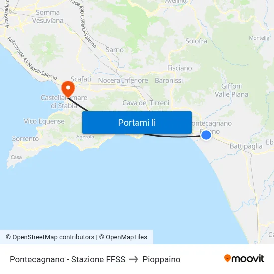 Pontecagnano - Stazione FFSS to Pioppaino map
