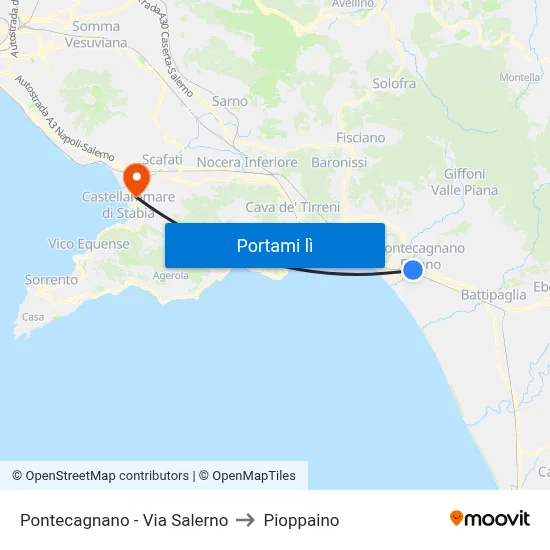 Pontecagnano - Via Salerno to Pioppaino map