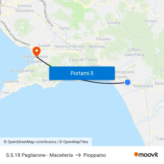 S.S.18 Pagliarone - Macelleria to Pioppaino map