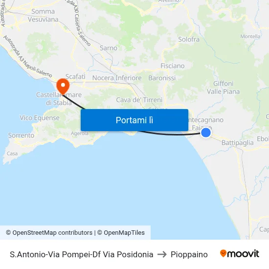 S.Antonio-Via Pompei-Df Via Posidonia to Pioppaino map