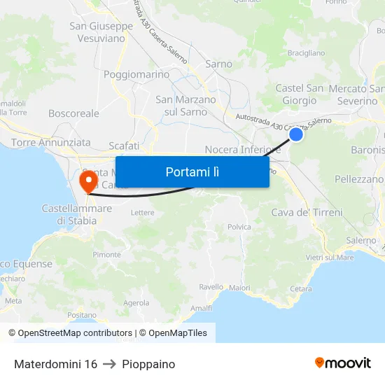 Materdomini 16 to Pioppaino map