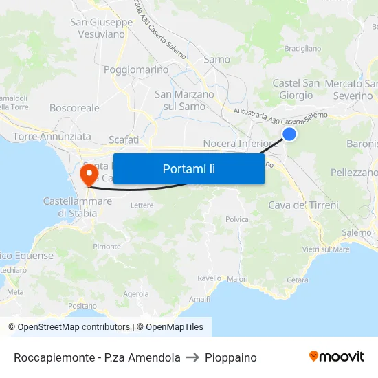 Roccapiemonte - P.za Amendola to Pioppaino map