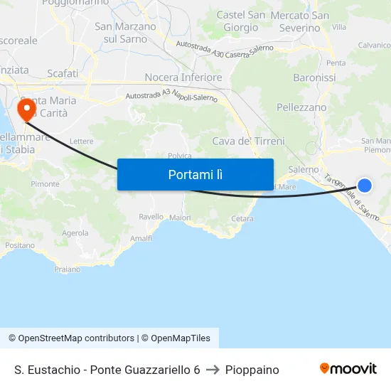 S. Eustachio - Ponte Guazzariello 6 to Pioppaino map