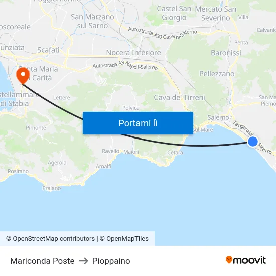 Mariconda Poste to Pioppaino map