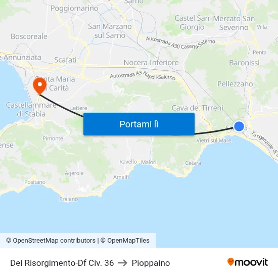 Del Risorgimento-Df Civ. 36 to Pioppaino map