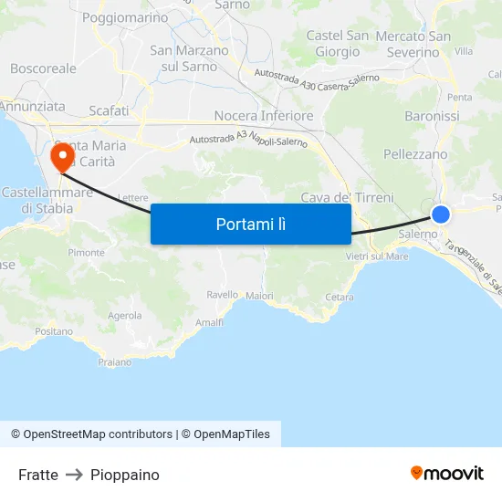 Fratte to Pioppaino map