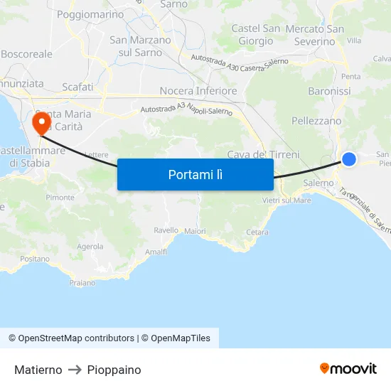 Matierno to Pioppaino map