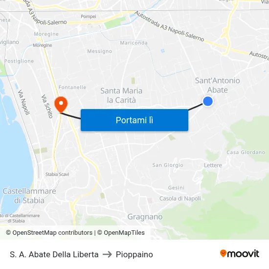 S. A. Abate Della Liberta to Pioppaino map