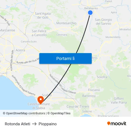 Rotonda Atleti to Pioppaino map