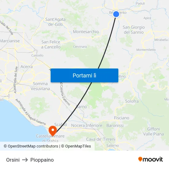 Orsini to Pioppaino map