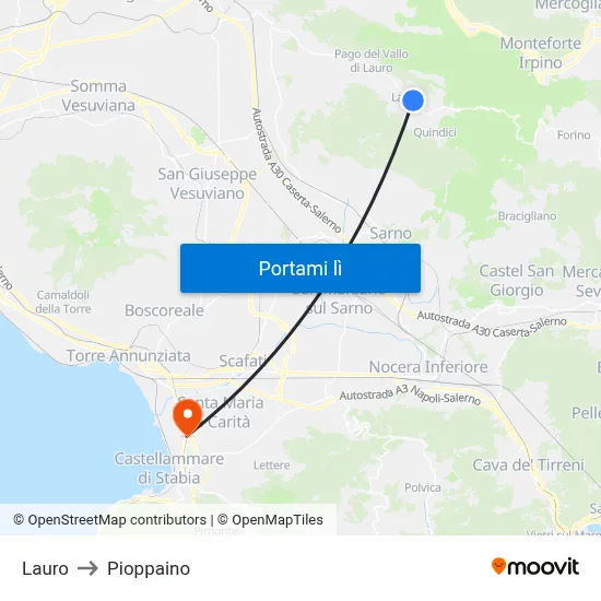 Lauro to Pioppaino map