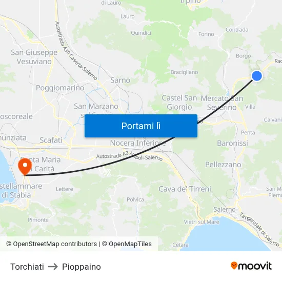 Torchiati to Pioppaino map